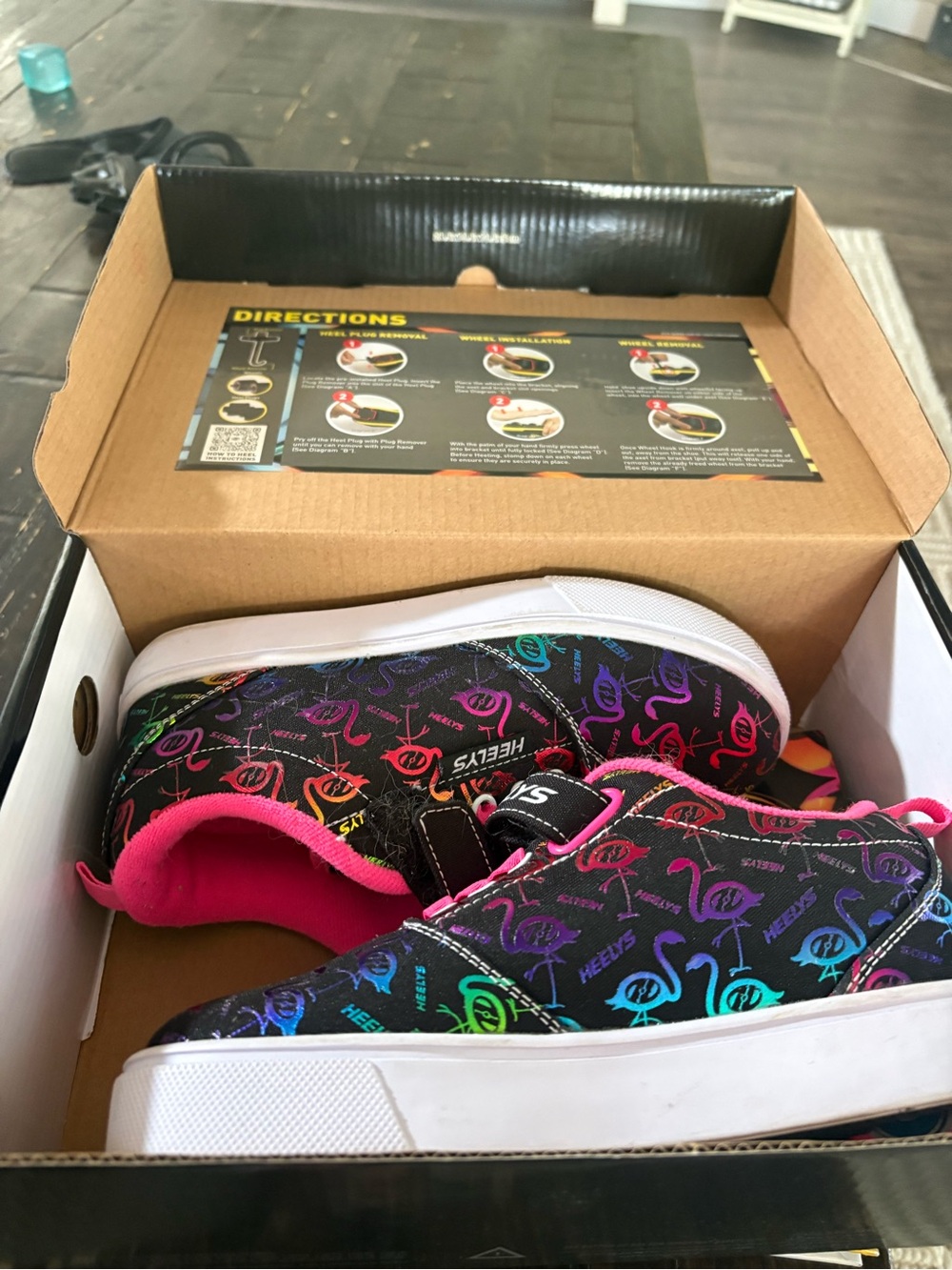 Heelys Kids Black Sneakers with Rainbow Logo and Pink Lining